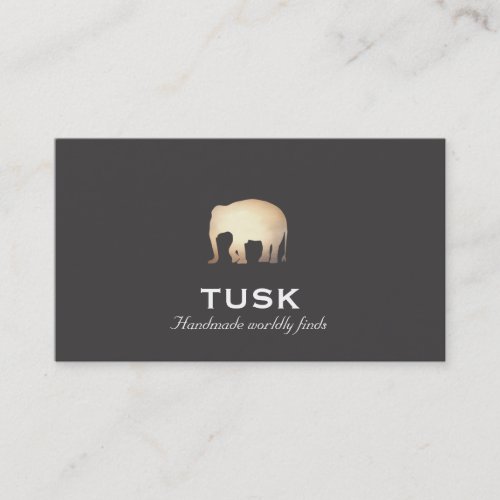 Simple Gold Foil Look Elephant Black Business Card