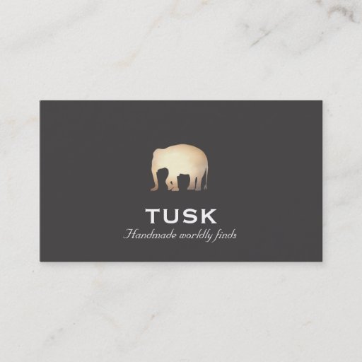 Customizable Simple Gold Foil Look Elephant Black Business Card