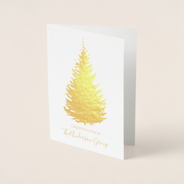Simple Gold Foil Pine Tree with Signature Card (Front)