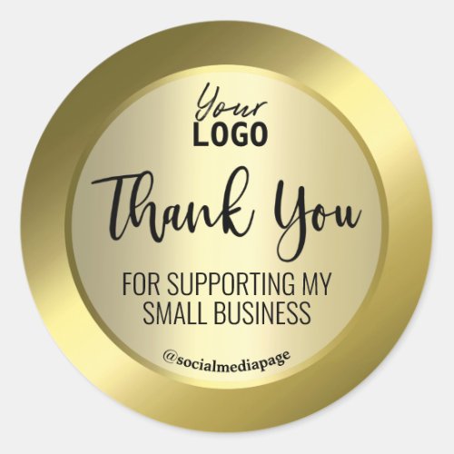 Simple Gold Foil Thank You Logo Classic Round Sticker