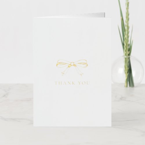 Simple Gold Foil Vintage Bow Thank You Foil Greeting Card