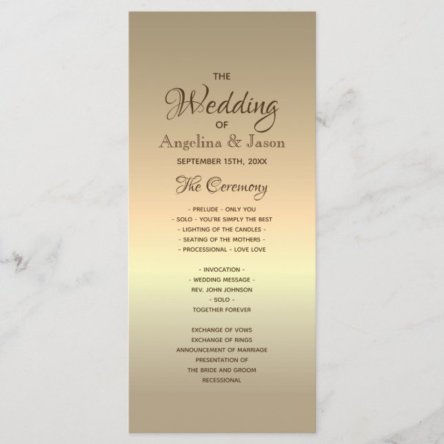 Simple Gold Foil Wedding Program (Front)