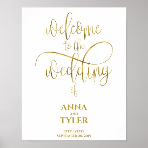 Simple Gold Foil Welcome to the Wedding Calligraph Poster