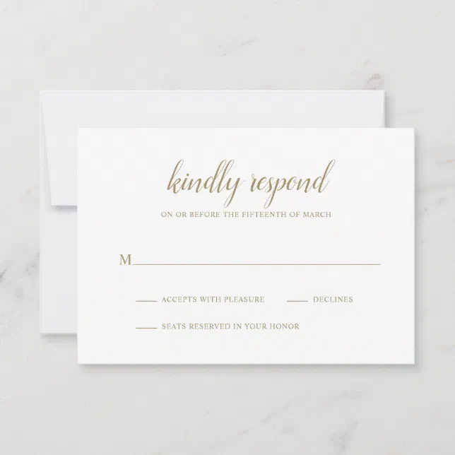 Simple Gold Formal Elegant Wedding RSVP Card | Zazzle