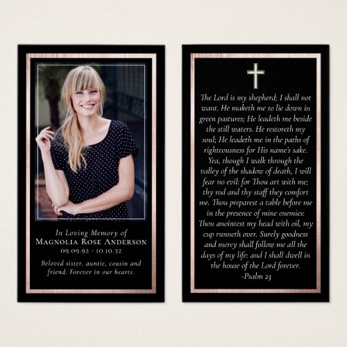 Simple Gold Frame Cross Memorial Prayer Card