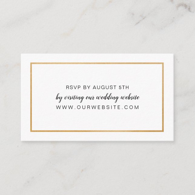 Simple Gold Frame wedding RSVP online card (Front)