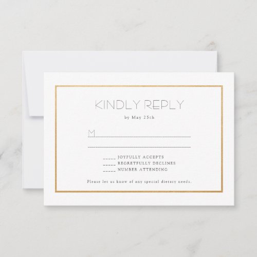 Simple Gold Frame wedding rsvp reply card _ buffet