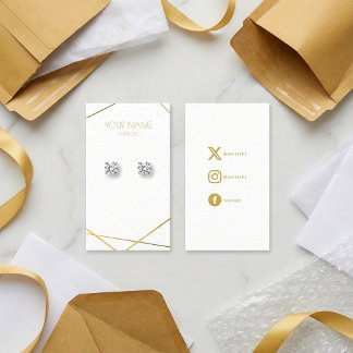 Simple gold geometric miniature earring display business card