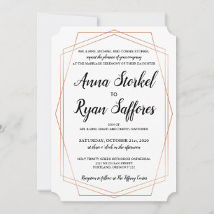 Simple Gold Geometric Wedding Invitation