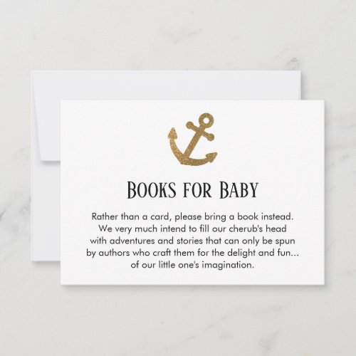 Simple Gold Glitter Anchor Book Request Cards