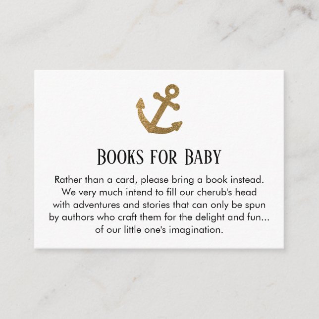 Simple Gold Glitter Anchor Book Request Cards (Front)