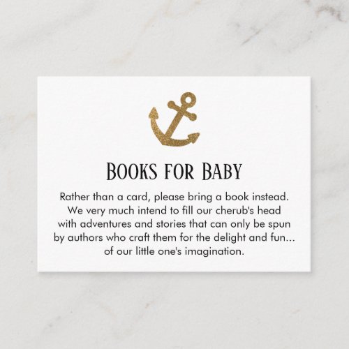 Simple Gold Glitter Anchor Book Request Cards