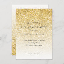 Simple Gold Glitter Holiday Party  Invitation