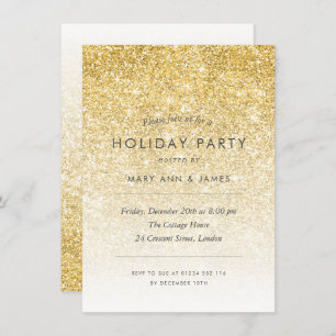 Simple Gold Glitter Holiday Party Invitation
