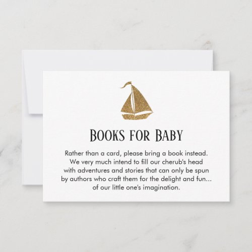 Simple Gold Glitter Sailboat Book Request Cards