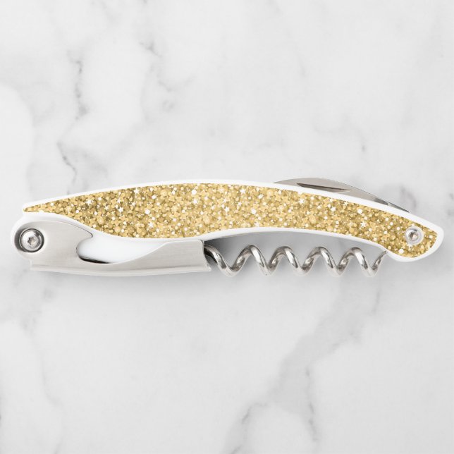 Simple Gold Glitter Waiter's Corkscrew (Front)
