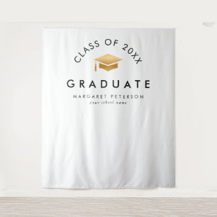 Simple Gold Grad Cap Graduation Photo Backdrop