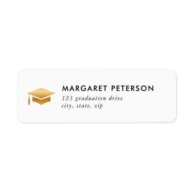 Simple Gold Grad Cap Graduation Return Address Label (Front)