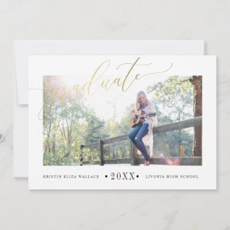 Simple Gold Graduation Announcements
