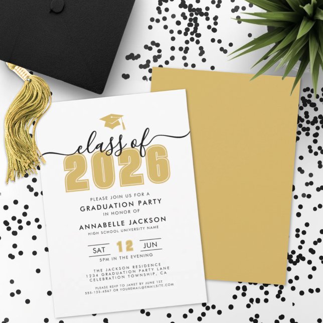 Simple Gold Graduation Party Invitation (Simple Modern Gold Graduation Party Invitation)