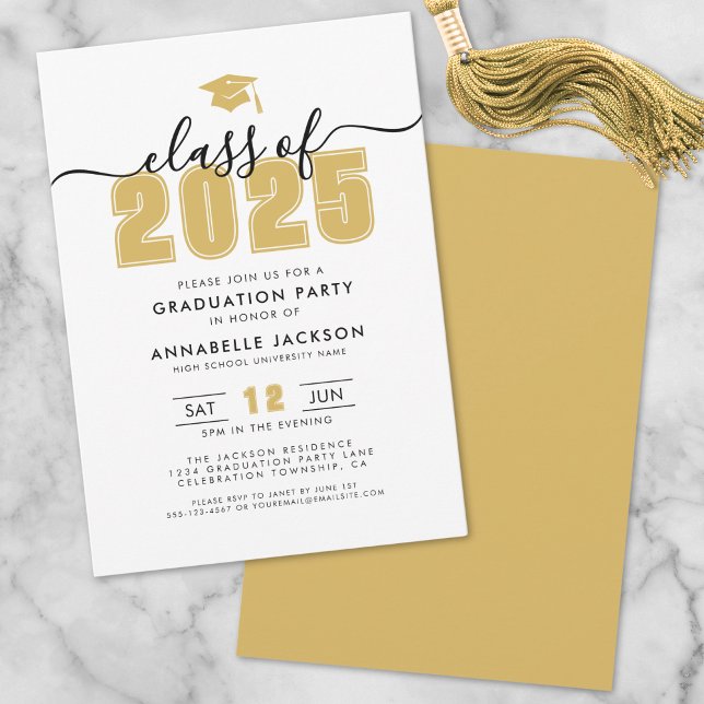 Simple Gold Graduation Party Invitation (Simple Modern Gold Graduation Party Invitation)