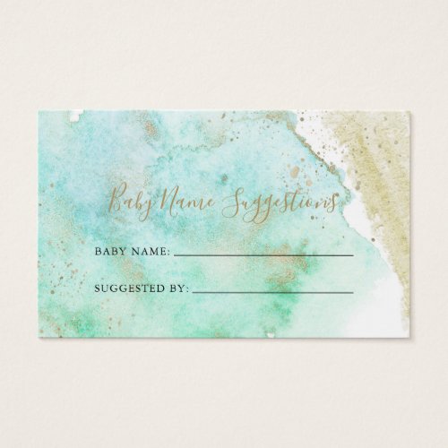 Simple Gold  Green Baby Name Suggestions Card