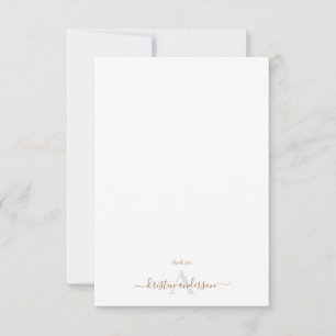 Simple Gold & Grey Script Monogram White Funeral Thank You Card