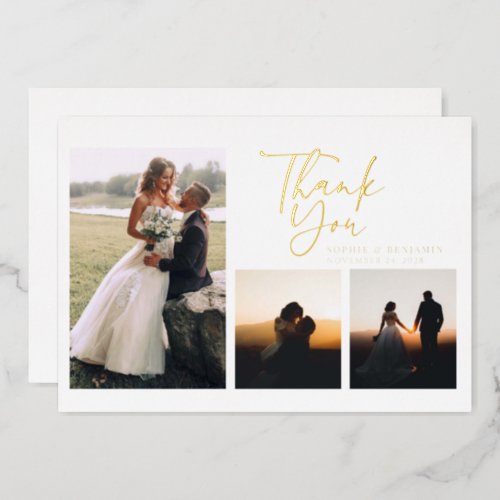 Simple Gold Hand_Lettered Wedding Thank You Gold Foil Invitation