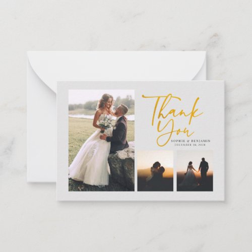 Simple Gold Hand_Lettered Wedding Thank You Note Card