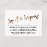 Simple Gold Handwriting Say No to Wrapping!