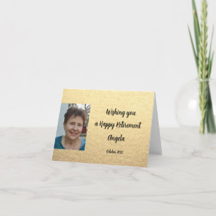 Simple Gold Happy Retirement Photo Congrats Card