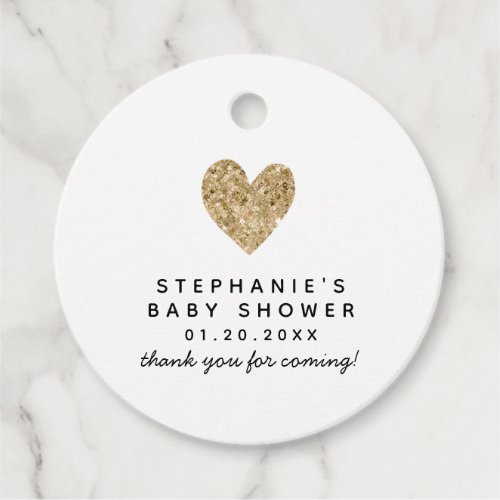 Simple Gold Heart Baby Shower Favor Tags