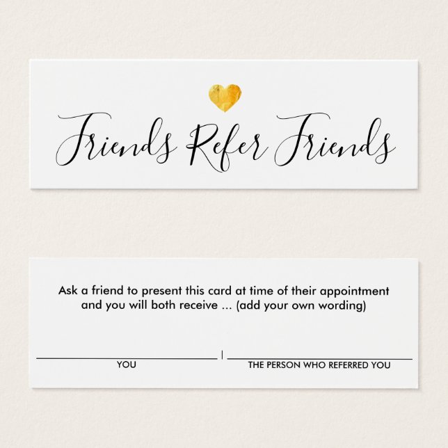 Simple Gold Heart Customer Referral Card (Front & Back)