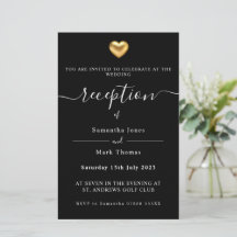 Simple Gold Heart Modern Reception Invitation