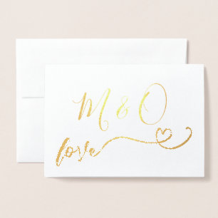 Simple Gold Heart Monogram Love Foil Card