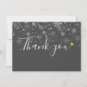 Simple Gold Heart Script Christmas Holidays Thank You Card