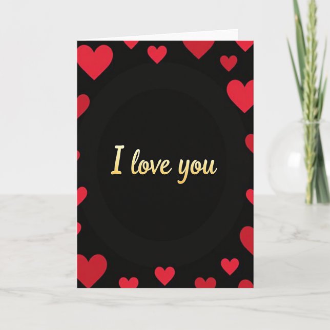 Simple Gold Hearts I Love You Card (Front)