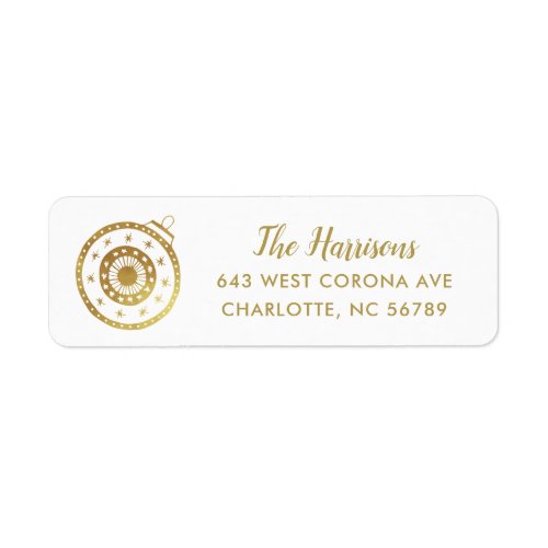 Simple Gold Holiday Modern Ornament White Address Label