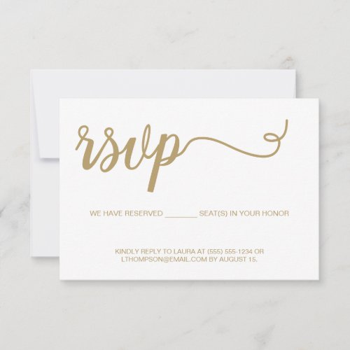 Simple Gold Hue Script Elegant RSVP Card