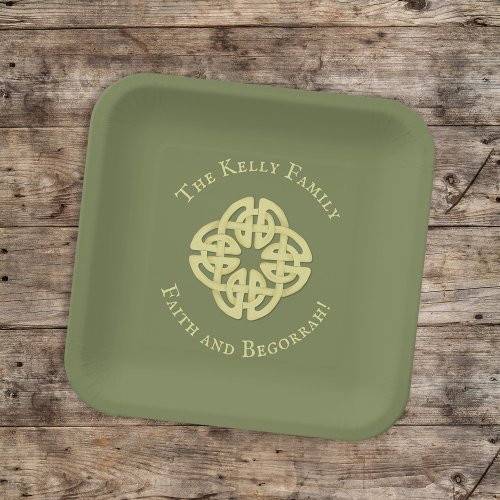 Simple Gold Irish Faith and Begorrah Quote Party Paper Plates