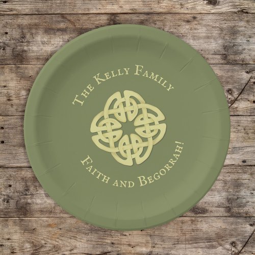 Simple Gold Irish Faith and Begorrah Quote Party Paper Plates
