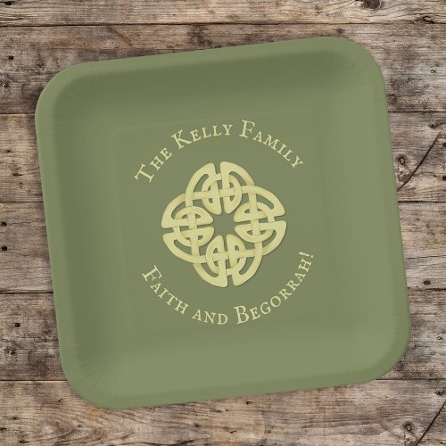 Simple Gold Irish Faith and Begorrah Quote Party  Paper Plates