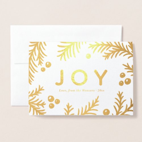 Simple Gold JOY Holiday Cards  Real Foil