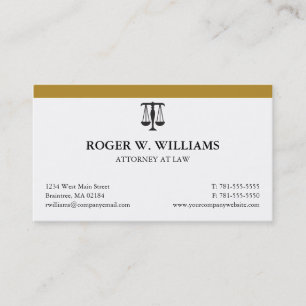 Simple Gold Law Attorney Justice Scale Business Card