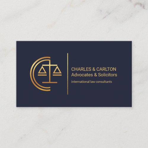 Simple Gold Letter_C Scales Of Justice Lawyer Business Card