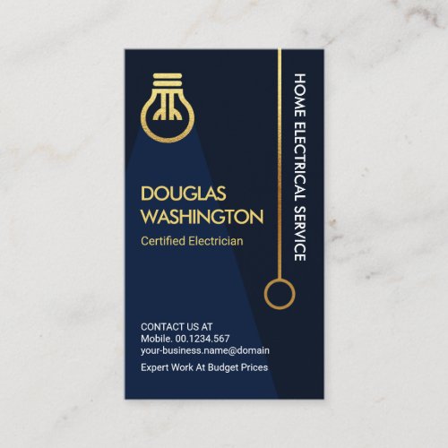 Simple Gold Light Bulb Switch Electrician Service Business Card