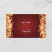 Simple Gold Lights Monogram Red Business Card (Back)