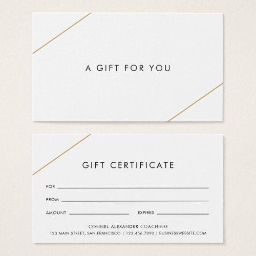 Simple Gold Lines Modern Business Gift Certificate