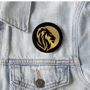 Simple Gold Lion Leo Logo Button