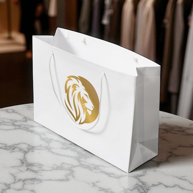 Simple Gold Lion Leo Logo Large Gift Bag (Creator Uploaded)